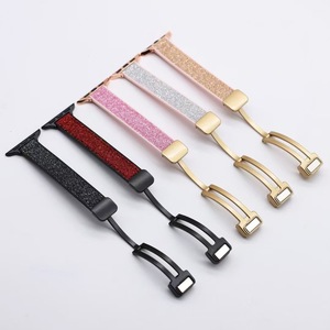 Compatible avec Apple Watch Ultra 9876543210 SE Bracelet magnétique composite en silicone doré sable avec paillettes - Product Image 2