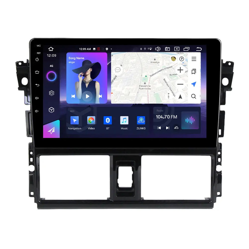 NaviFly NF QLED screen Newest Android split screen car dvd player for Toyota Vios 2014-2016 support Rear cam OBD TPMS DSP