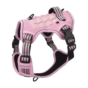 Chaleco táctico reflectante para mascotas, arnés para perros, cuerda de tracción, juego de correa de nailon, botón acolchado, entrenamiento al aire libre grande a prueba de explosiones - Product Image 6