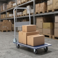 Carretilla de Plataforma Plegable con Superficie Recubierta en Polvo, Capacidad de 150 kg, Carretilla Plana Industrial para Transporte de Mercancías