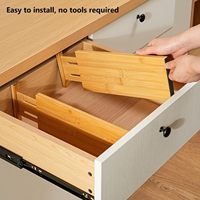 Diviseurs de tiroirs réglables en bambou pour vêtements, séparateurs en bambou pour commode, organisation de chambre d'enfant avec extrémités en mousse souple