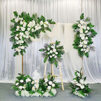 Arrangement floral artificiel blanc et vert, centre de table, verdure tropicale, bouquet floral pour la décoration de l'allée de mariage, ornement de table