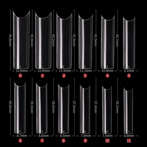 Uñas postizas transparentes en forma de C, 240 piezas, estilo francés extendido, con logo personalizable, ¡las más vendidas! - Product Image 4
