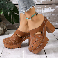 Personnalisation d'usine, personnalisation du logo, OEM, OED, sabots à semelle épaisse, chaussures Mueller, chaussures pour femmes, boucle en métal, style rétro, usage quotidien