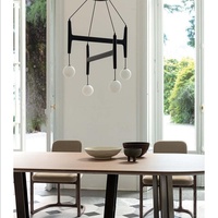 Luminaire suspendu LED en bois massif, fer et verre, style Wabi-Sabi, pour restaurant, hôtel, boutique, auberge, Porada ASTRA italien.