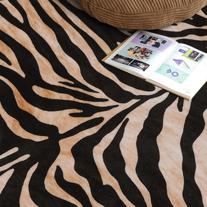 <span class=keywords><strong>Tapis</strong></span> d'intérieur en polyester pelucheux à imprimé zèbre, style moderne, marron, noir et or, pour salon - Vente en gros directe usine - Product Image 5