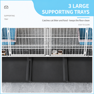 Gabbia Rettangolare in Metallo a Più Livelli e Partizioni per Allevamento e Pensionamento di Gatti in Negozi di Animali e per l'Allevamento in Tutte le Stagioni - Product Image 4