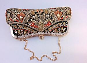 Handcrafted Lightweight Modern Square Decorative Zari Embroidery <b>Jewelry</b> Bag with Fine Beaded Workmanship for Home Decoration - Product Image 2