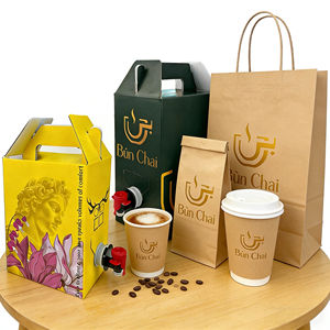 상점용 맞춤형 인쇄 커피 용품 일회용 음료 운반용 손잡이 상자 와인 디스펜서 무균 백 상자 - Product Image 1