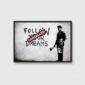 Cancelled Dreams: Banksy Graffiti <b>Canvas</b> Art Print - Wall Decor,BLACK <b>FRAMED</b> <b>CANVAS</b> - Product Image 2