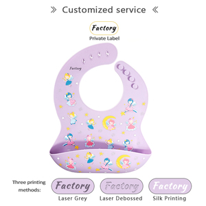 BPA-vrije Bebe Babero op maat gemaakte patroon slabben, voedselveilige siliconen, waterdichte slabben, servies, voedselopvang, op maat bedrukt - Product Image 5