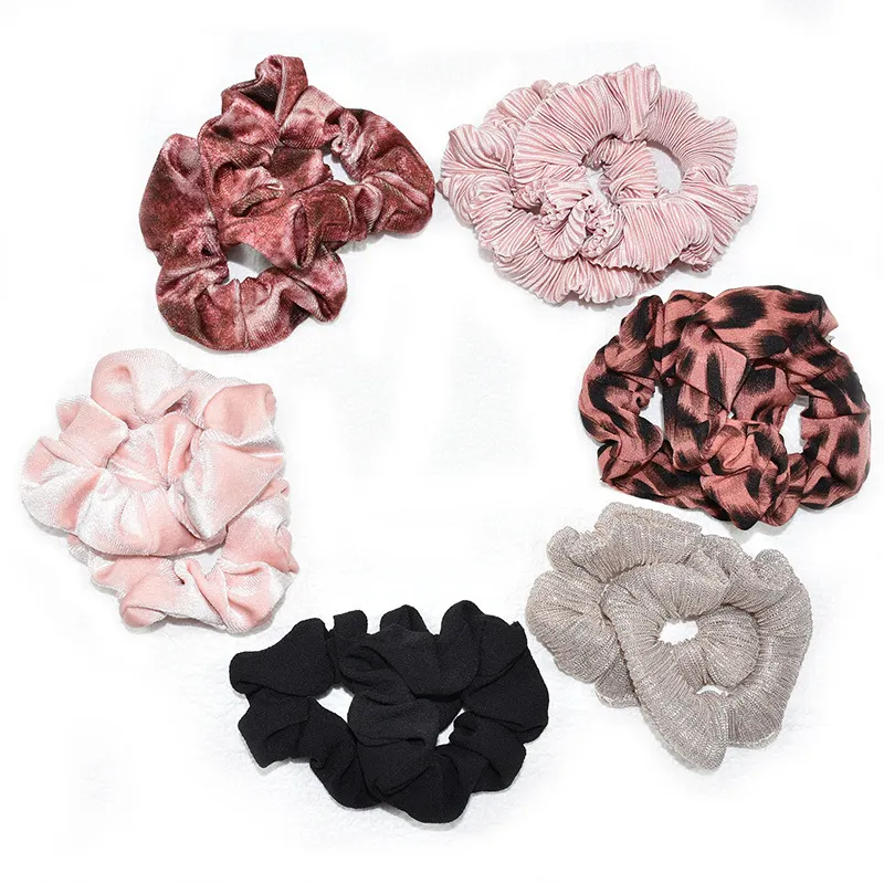 BSCI Audited Factory Lirong 12 pieces multi-colors elastic scrunchies sets hair scrunchies accessories for women