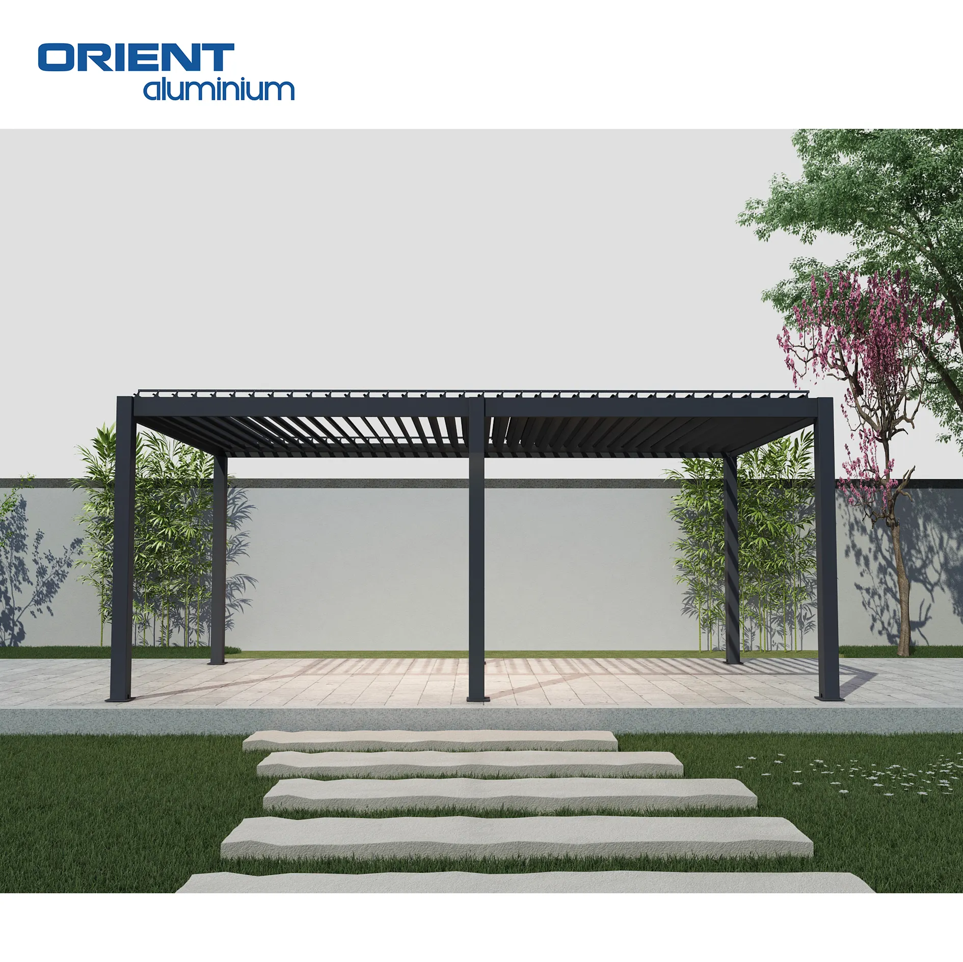 Im Freien beliebt China benutzerdefiniert luxuriös modern im Freien Pergola Aluminium wasserdichtes Lamellendach Metall Garten Pergola
