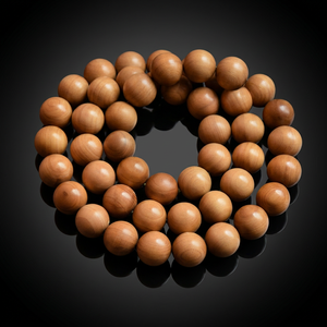 Riddhi Siddhi Round Natural Dark Golden Brown Sandalwood Beads Mala From Rajasthan - Product Image 2