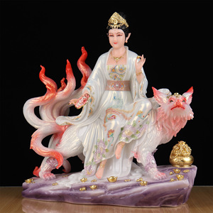 Statues en imitation porcelaine de renard à neuf queues, reine, fée, pour la maison, motif floral de <span class=keywords><strong>dragon</strong></span>, style Bouddha - Product Image 4