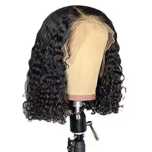 Kinky Curly Short Bob Wigs Human Hair Lace Front Wig For Women Water Wave HD Lace Frontal Glueless Wigs synthetic Human Hair