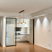 Porte coulissante à fermeture douce Aomeja, minimaliste, en aluminium, avec rail dissimulé, isolation acoustique, porte en verre pour villa, gain de place
