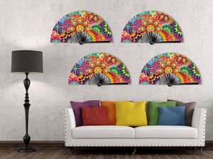 Customized <b>Large</b> Bamboo Clack Custom <b>Large</b> Rave <b>Fan</b> for Party Gift Custom Printed Bamboo <b>Large</b> Hand Folding <b>Fan</b> - Product Image 6