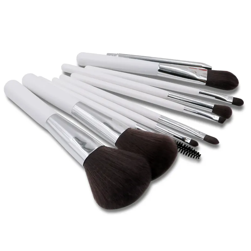 10pcs Synthetic Private Label Professional Brush Make Up Brush Set Cosmetic Tools White Soft Customized Hair Wood LOGO