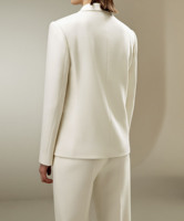 Setelan Wanita Elegan 2 Potong Model Double Breasted untuk Blazer Oversize Berkerah dengan Kancing Tunggal, Celana Panjang High Waist Anti Angin