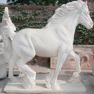 Statue grandeur nature de tête de cheval en marbre blanc naturel pour la décoration intérieure - Product Image 6