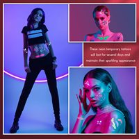 Lueur dans le noir tatouage néon maquillage temporaire Rave Festival accessoire faux visage papillon tatouage UV Blacklight pour les femmes fête