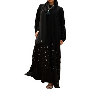 Offre Spéciale 2026 – Abaya Modeste de Dubaï à Manches Longues, Légère, Perlée et Pailletée, en Polyester Respirant pour Femme, Idéale Printemps, Ramadan, Prière et Quotidien - Product Image 1