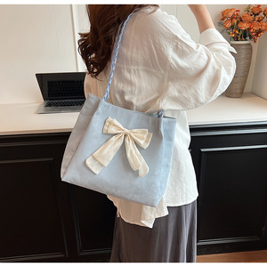 MHK55 Large Capacity Bow Tote Bag Simple Women's Shoulder Bags Soft Pu Women Shoulder Bag Crossbody <b>Purses</b> - Product Image 4