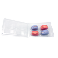 Boîte à macarons en plastique PET jetable de qualité alimentaire, transparente, en blister, emballage en coquille pour 4 macarons