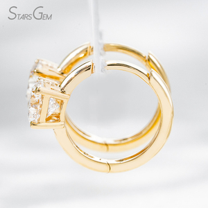 Pendientes de Aro de Diamantes Cultivados en Laboratorio, Chapados en Rodio, Oro Sólido de 18K, Joyería Fina Unisex de Lujo StarsGem, 1.07ct DEF VS, Corte Brillante, Modernos - Product Image 4