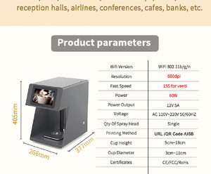 Automatic Coffee Printer Coffee for Cake Beer Art Yogurt <b>Biscuits</b> Printing <b>Machine</b> with Tablet Coffee Color - Product Image 6