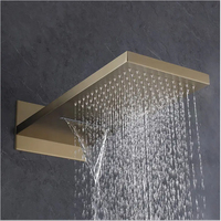 Système de douche mural intégré en laiton chromé poli, moderne, à effet pluie, pour usage extérieur en villas et hôtels, 3 poignées