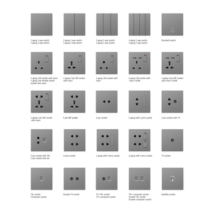 Nhà máy cung cấp t Series da-cảm giác Series <span class=keywords><strong>2</strong></span> <span class=keywords><strong>gang</strong></span> 3 Pin + 2USB MF ổ cắm Đen tường chuyển đổi và ổ cắm với IEC saso - Product Image 6