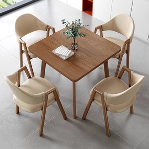 Solid Wood Balcony Leisure Tea <strong>Table</strong> Chair Set Small <strong>Square</strong> Home Dining <strong>Table</strong> and Meeting Chair for Reception <strong>Coffee</strong> Area - Product Image 1