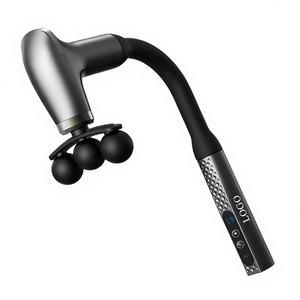 Pistolet de massage à percussion USB personnalisé noir/gris, rechargeable 1200 mAh, 5 têtes, stimulateur musculaire portable, réglage de la vitesse - Product Image 1