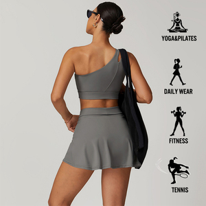 Jupe-short de yoga taille haute printemps-été respirante et extensible, mini-jupe-short de sport antidérapante pour la course, l'entraînement et le tennis - Product Image 4