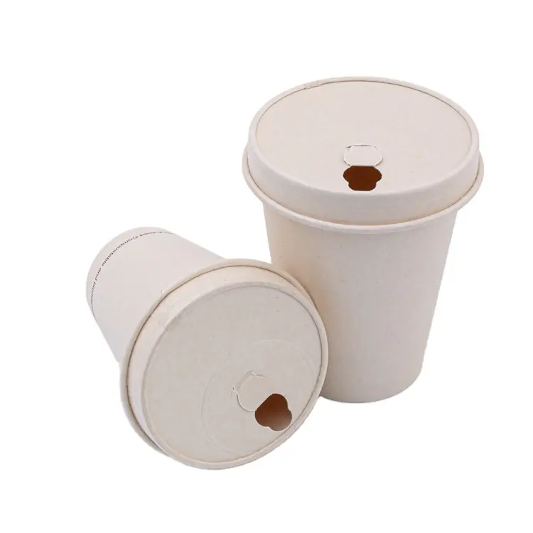 Compostable biodegradable paper cup with lid food grade drinking cup