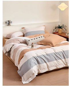 Set di Biancheria da Letto Moderno con Motivo a Quadri, Elegante Copripiumino a Blocchi di Colore, Set Lenzuola e Federe per Casa e Dormitori Studenteschi - Product Image 1