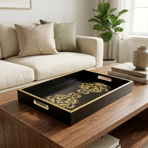 Bandeja de Servicio Decorativa Floral con Forma Personalizada, Bandeja de Madera Ligera y Portátil con Impresión Personalizada, Artesanía Ecológica para el Hogar - Product Image 1