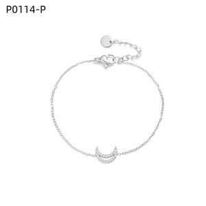 Amy Amy Moon <b>Charm</b> <b>Bracelet</b> 925 <b>Silver</b> Zirconia Minimalist Women's Jewelry Everyday Wear - Product Image 3