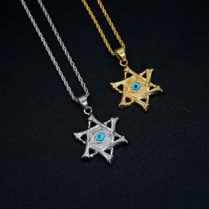 Collana con Ciondolo Protettivo a Stella a Sei Punte Bicolore Stile Mystique Starry Eye per Armadietti alla Moda - Product Image 6