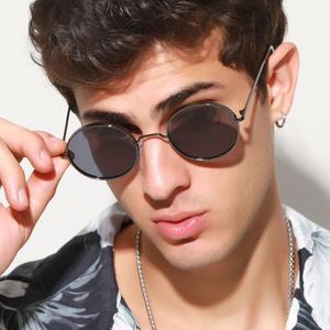 Gafas de sol redondas de Metal para hombre, lentes de sol de moda Retro, venta al por mayor - Product Image 1