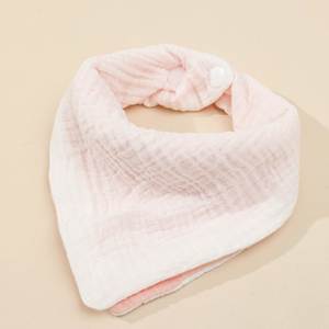 Serviette triangulaire en coton double couche avec motif animal Fermeture à boutons pour nouveau-né Lavable pour toutes les saisons - Product Image 5