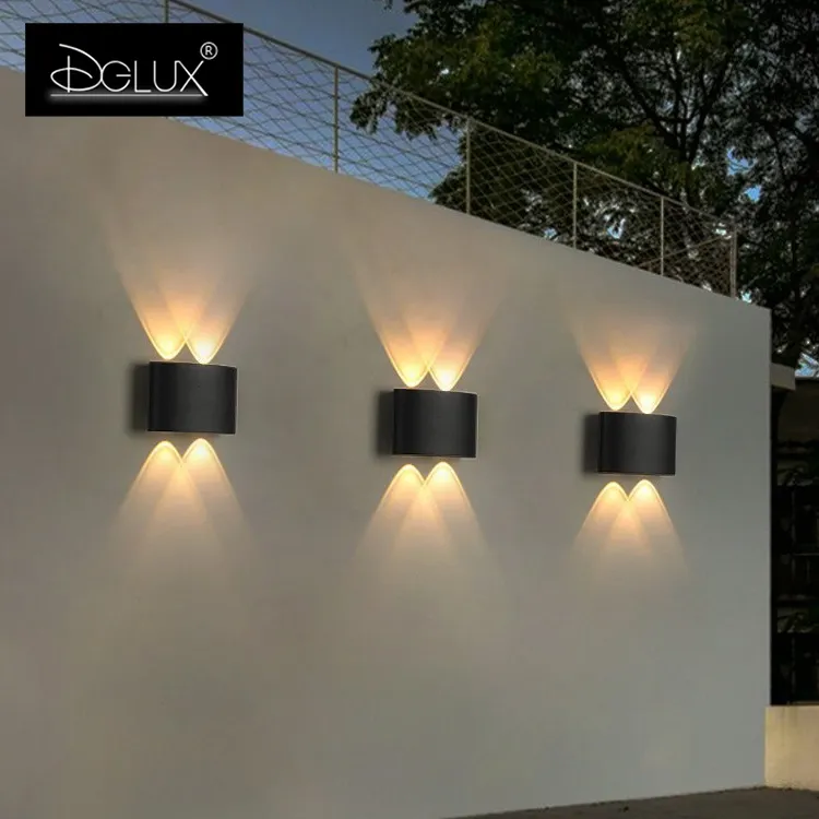 Алюминиевый Современный Cob Ip65 водонепроницаемый светильник DGLUX для двора, сада, вверх и вниз, настенный светодиодный светильник для дома и улицы