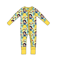 Combinaison bébé personnalisée à fermeture éclair bidirectionnelle, en bambou, à manches longues, douce, avec impression personnalisée pour nouveau-né