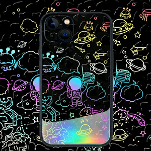 Protector de Pantalla Completo para Apple iPhone 13 14 Pro Max, Película Holográfica de Dibujos Animados, Negro Mate, Diseño Moderno - Product Image 1