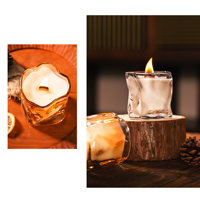 Holzige Noten Agarholz Meditations-Klangschale Heilende Aromatherapie Stimmungsaufhellende Sojawachs-Duftkerze in Glasform