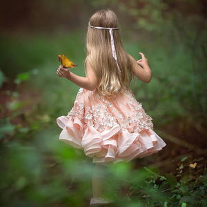 Robe de fête élégante pour bébé fille, modèles de robes pour enfants, robe de demoiselle d'honneur faite à la main avec appliques florales - Product Image 5