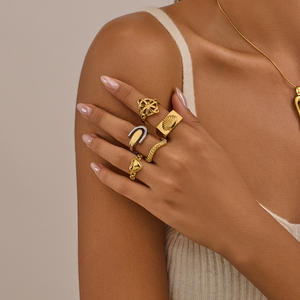 Waterdichte moderne trendy 18k vergulde roestvrijstalen waterdichte mode sieraden ringen voor op maat gemaakte roestvrijstalen ringen - Product Image 2