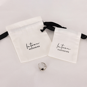 Bolsa de Regalo de Joyería de Lona de Algodón Natural con Cordón, Forma Redonda, Impresión de Logotipo Personalizado, Alta Calidad, Tamaño Personalizado - Product Image 1
